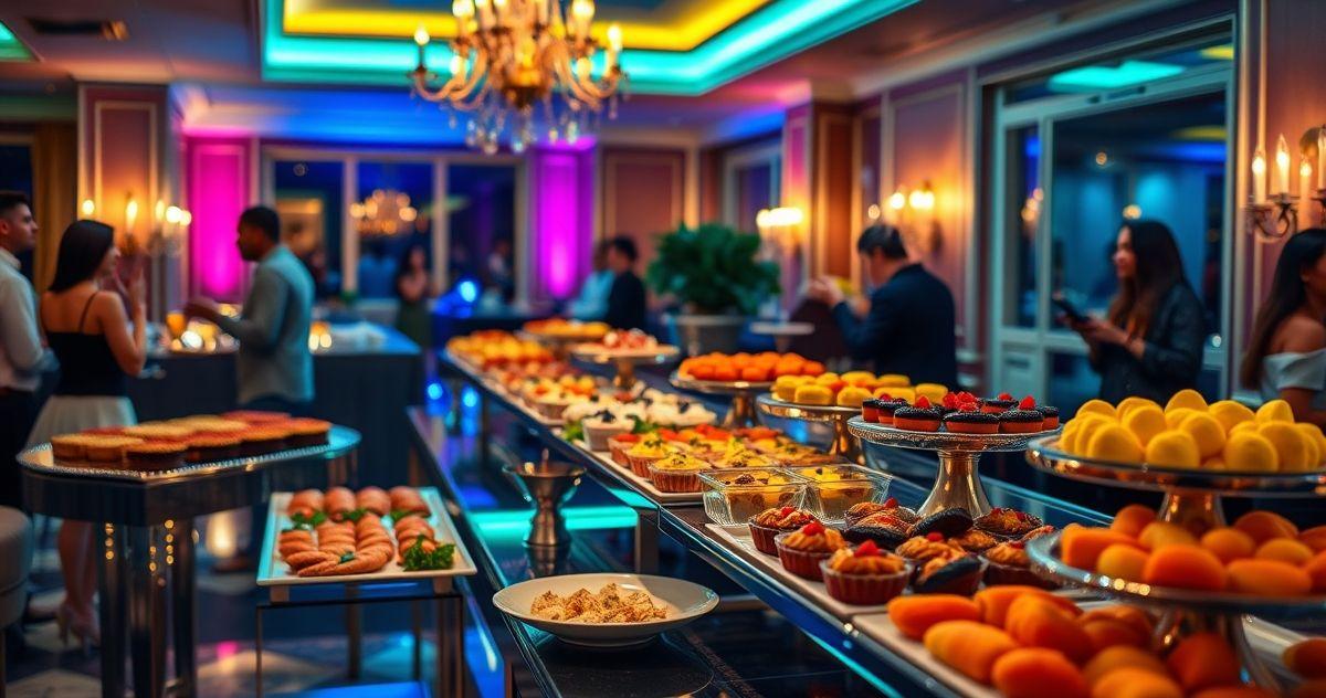 Na imagem, buffet de festa de 15 anos